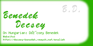 benedek decsey business card